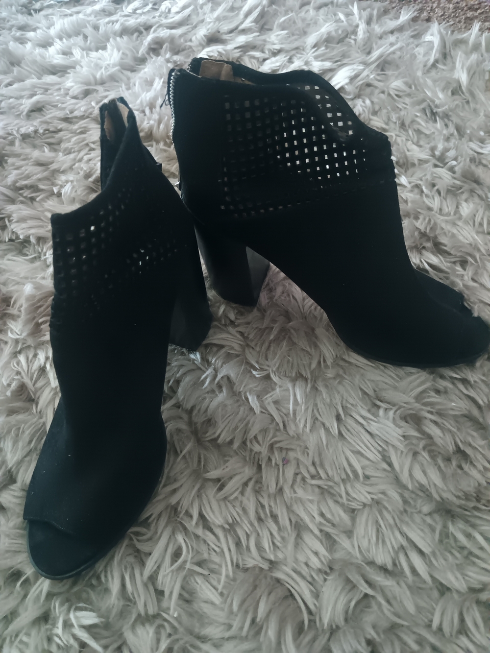 Report Black Cutout Peep-Toe Ankle Booties